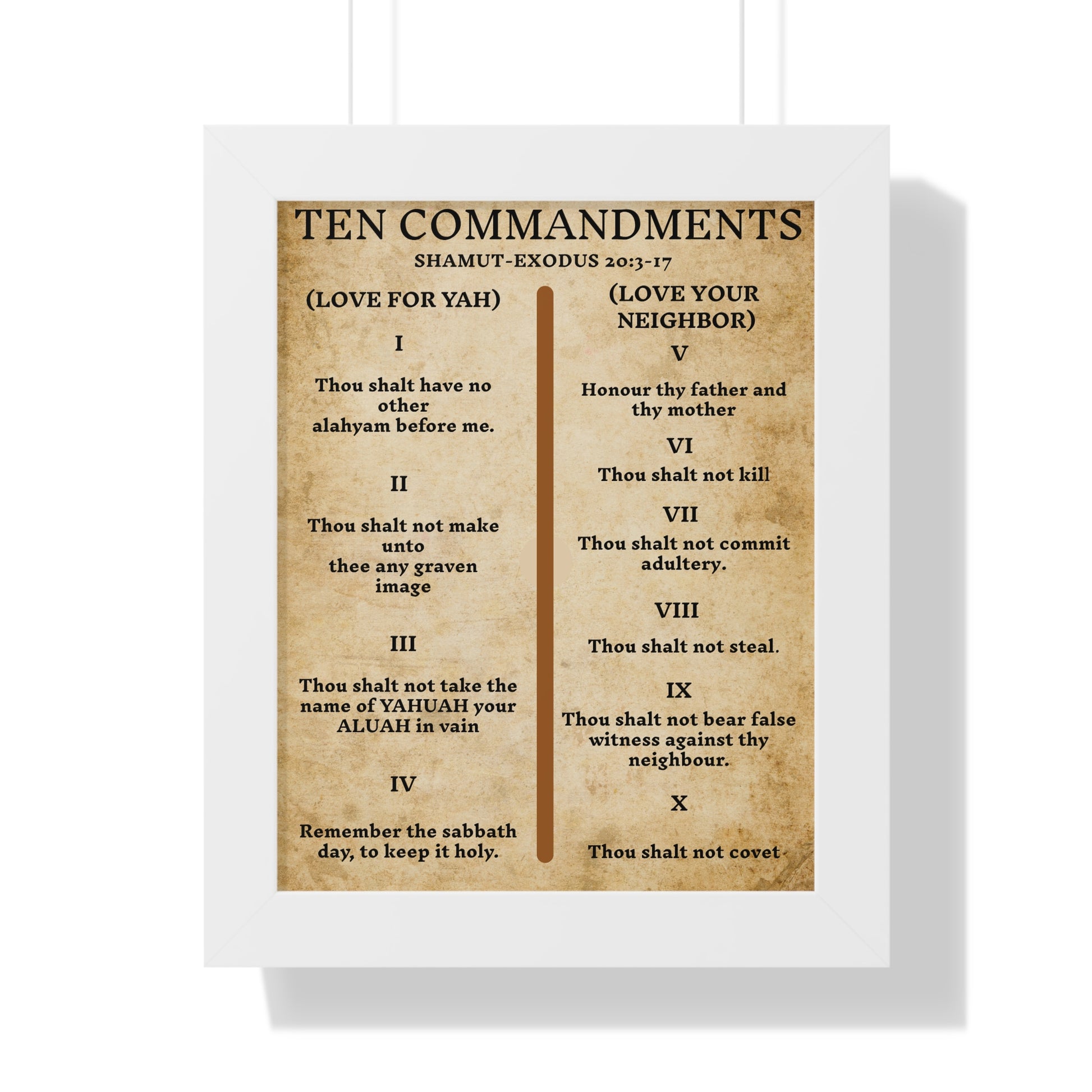 YAHUAH’S Ten Commandments Scripture Poster Wall Decor